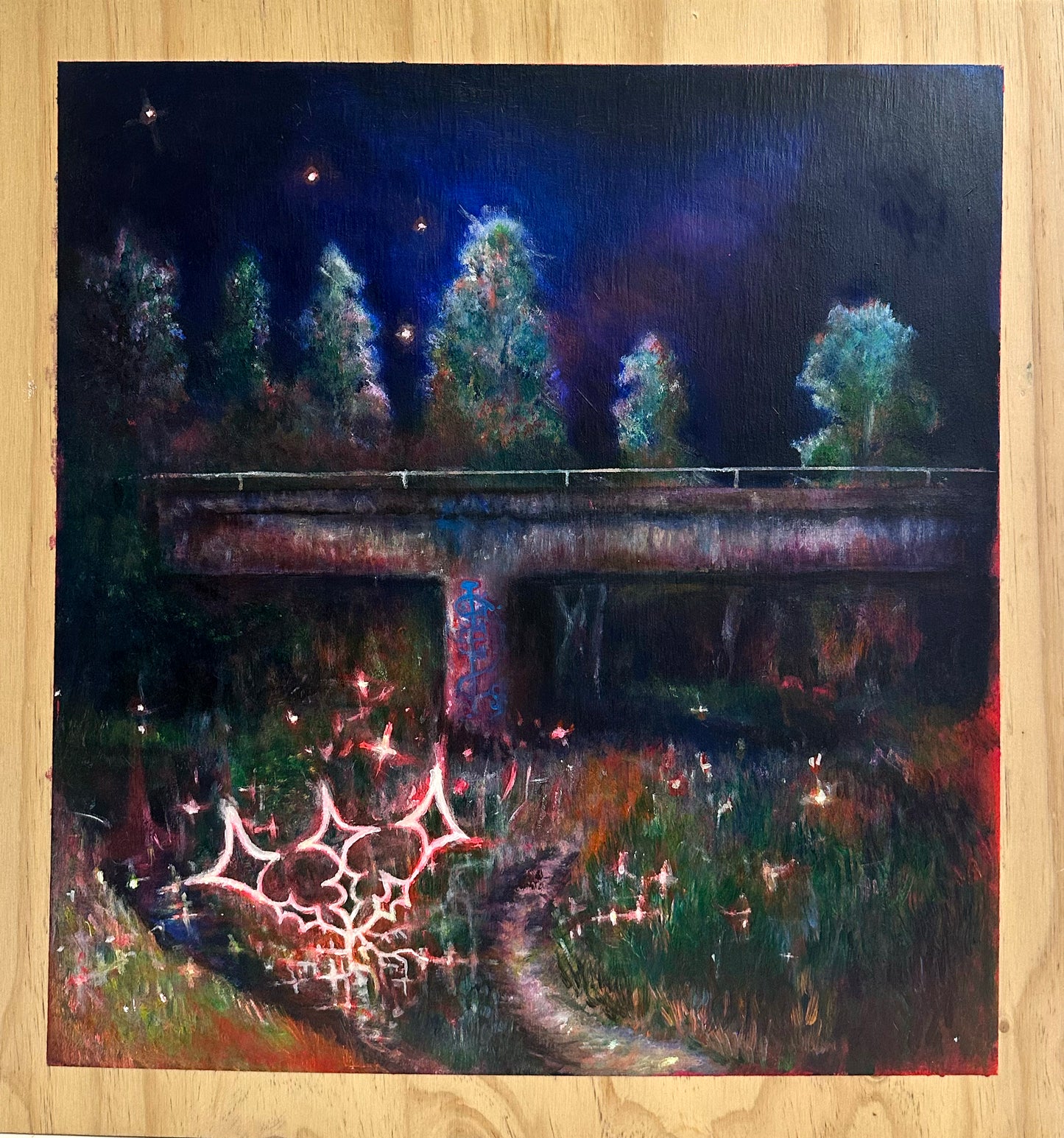 Luci Avard, Saturn in Aries Over Swamp Woods (Nirnroot Painting)