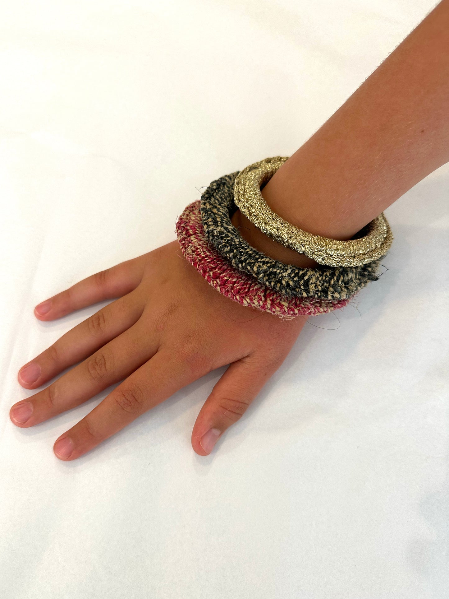 Nicole Barakat, Vintage raffia and gold lamé bangle