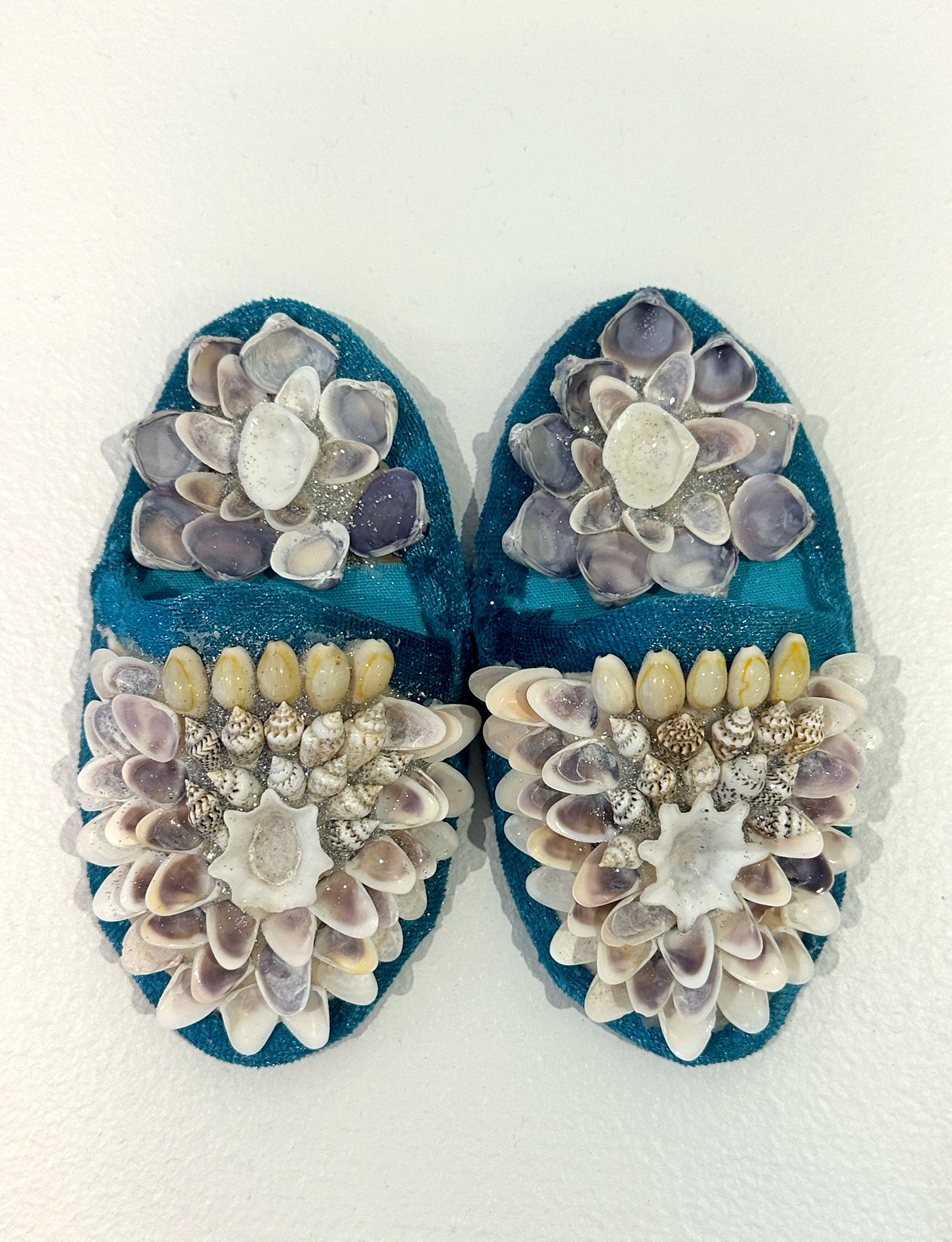 Aunty Marilyn Russell, Light blue shellwork slippers