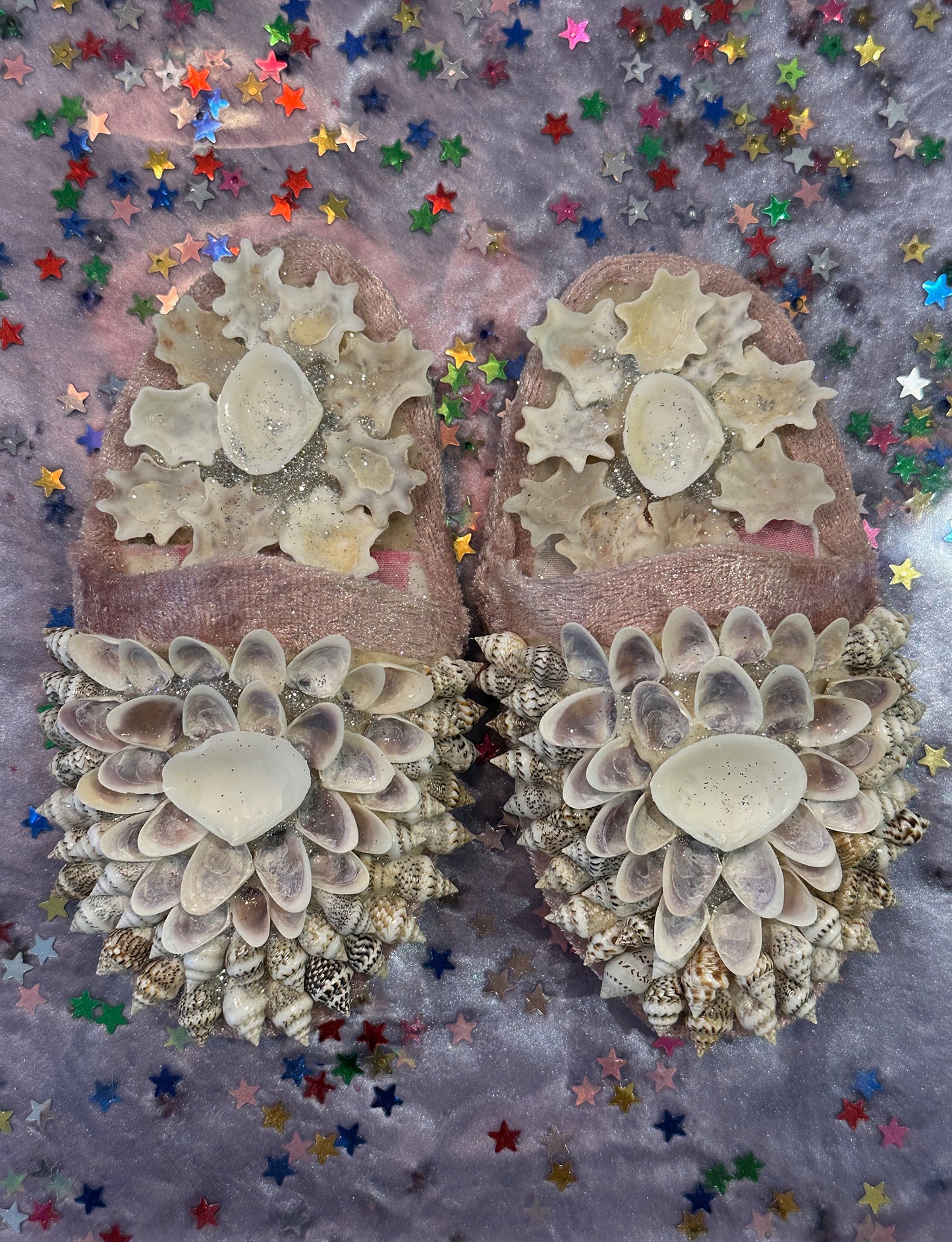 Aunty Marilyn Russell, Pink shellwork slippers