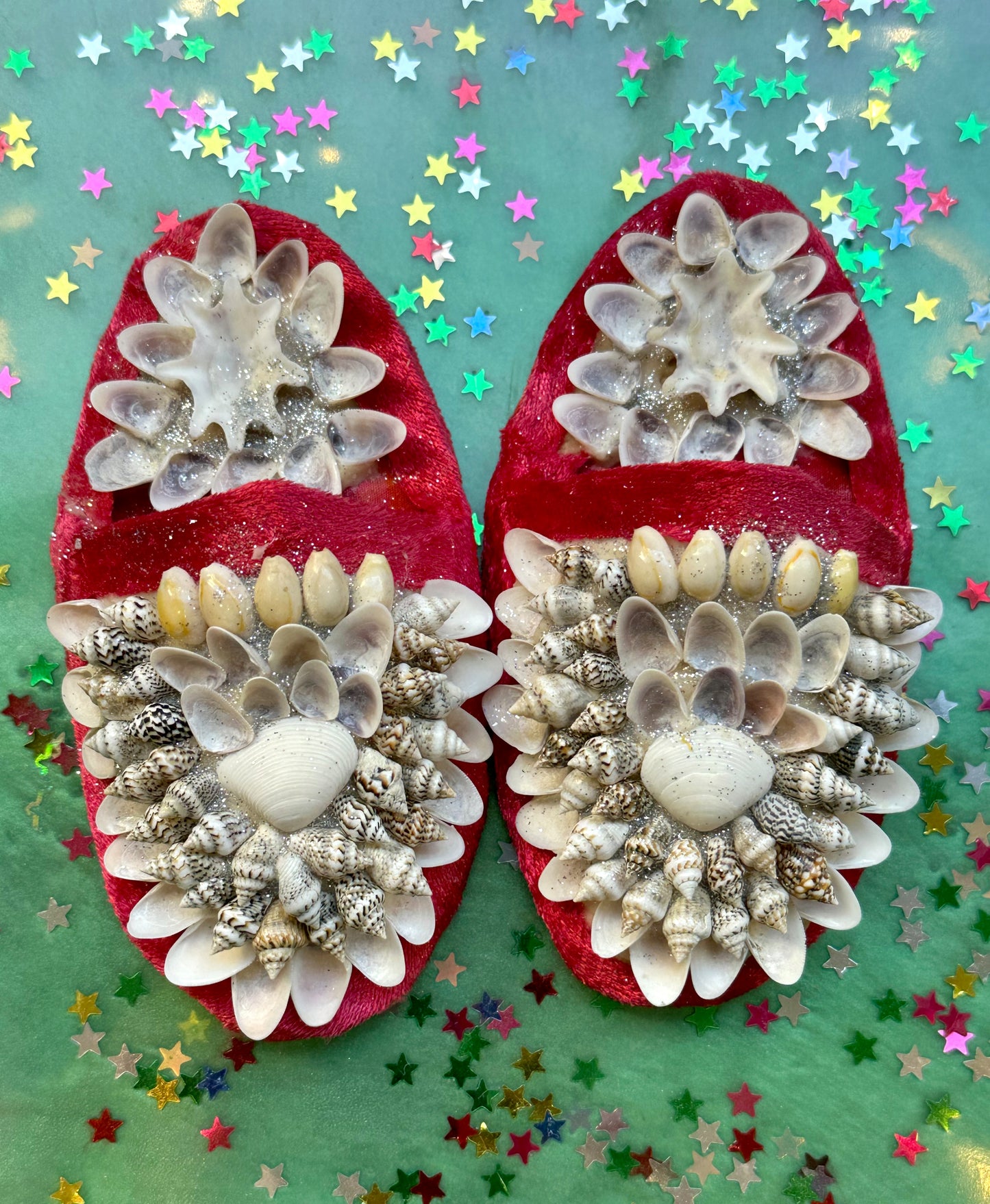 Aunty Marilyn Russell, Red shellwork slippers