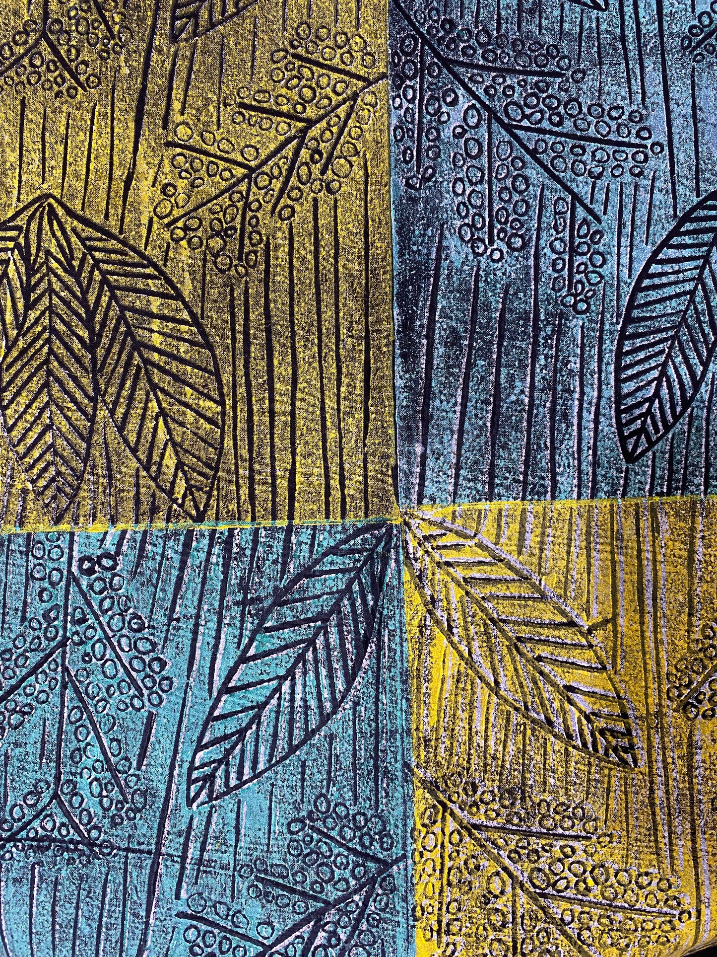 Belinda Kernan, Leaves, Lino print fabric