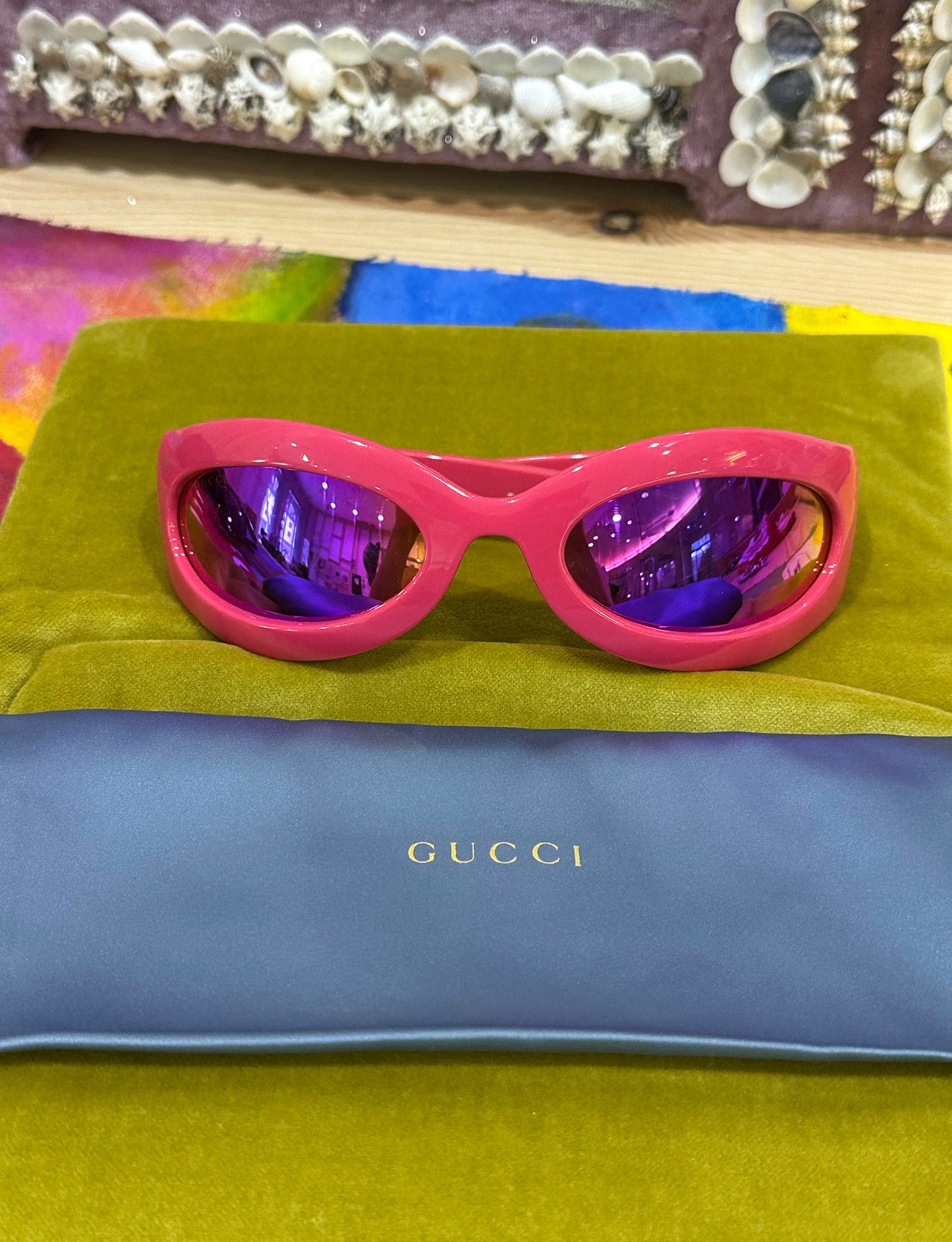 Treasure, Gucci pink sunglasses
