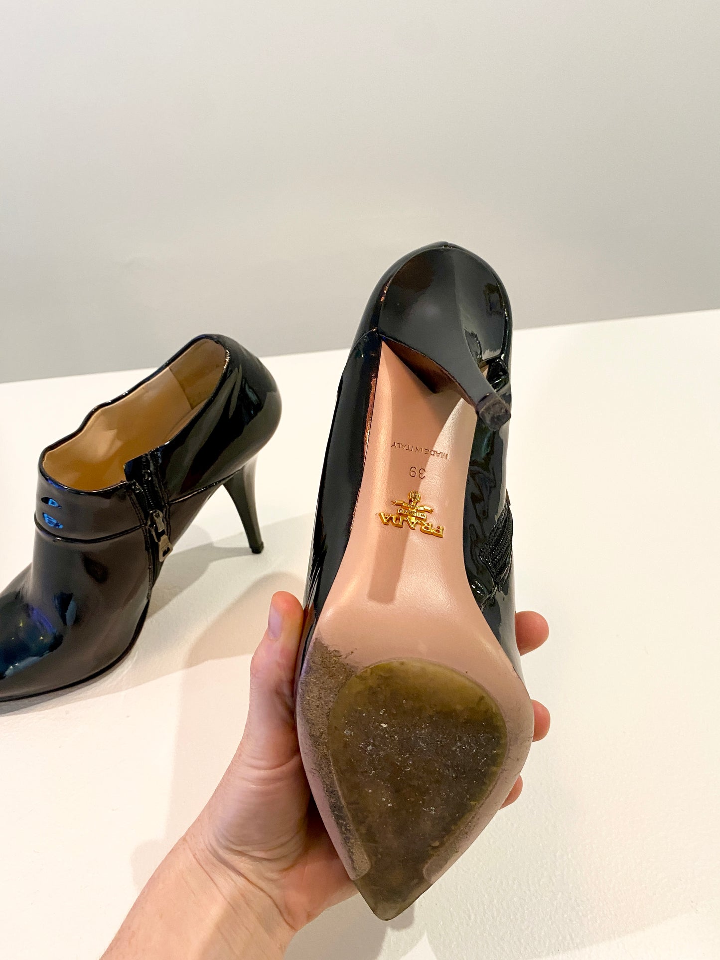 Treasure, Prada ankle boot heels