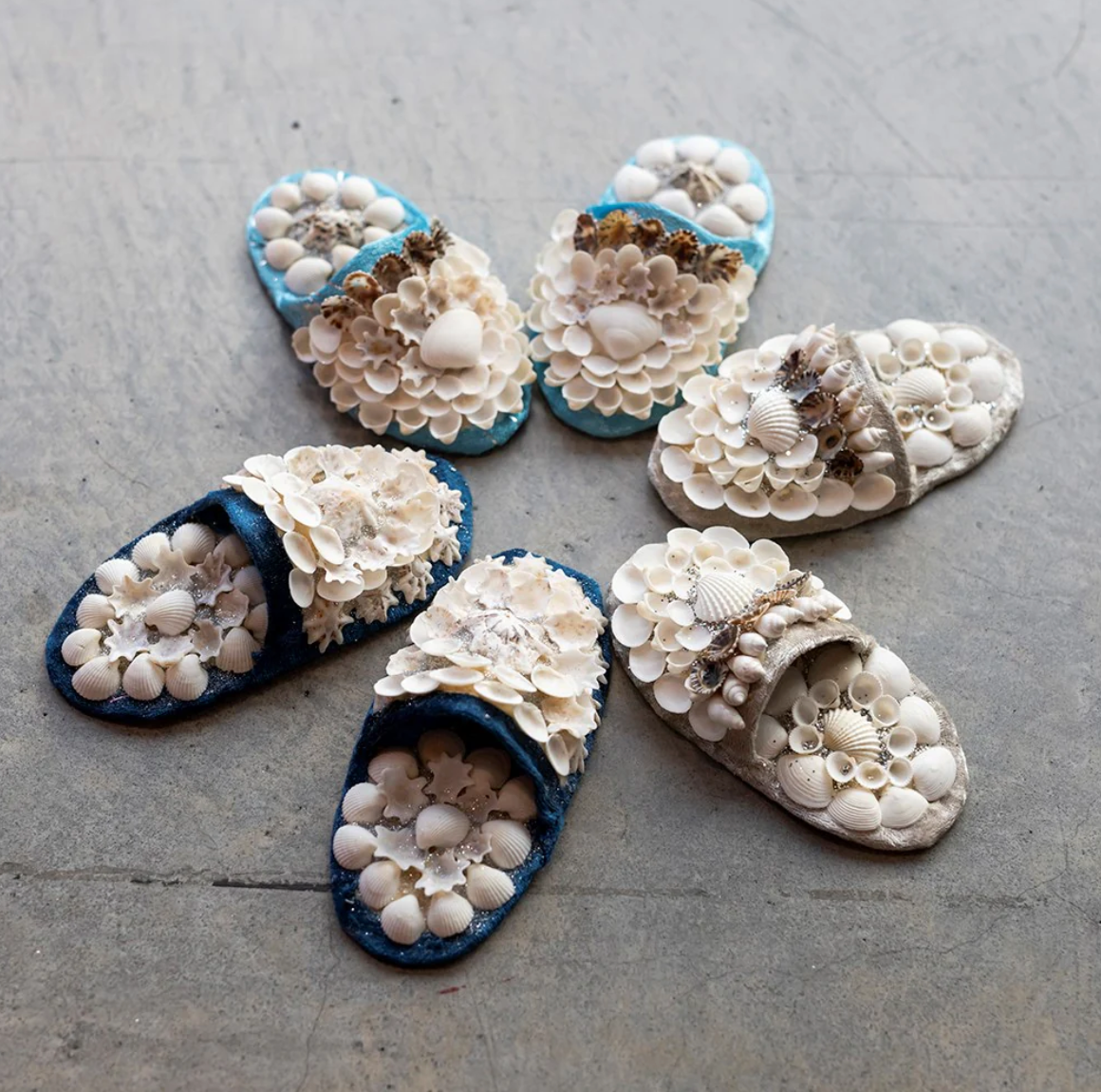 Aunty Marilyn Russell, Shellwork slippers (red)