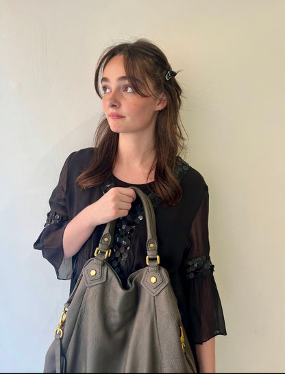 Viv, Miu Miu embellished silk top