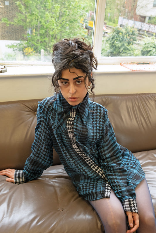 paria /FARZANEH, KEFFIYEH SHIRT - Blue Slushie