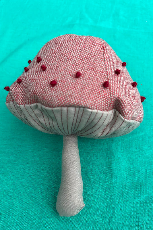 ChiChi Ginjaka, Small pink and red embroidered mushroom