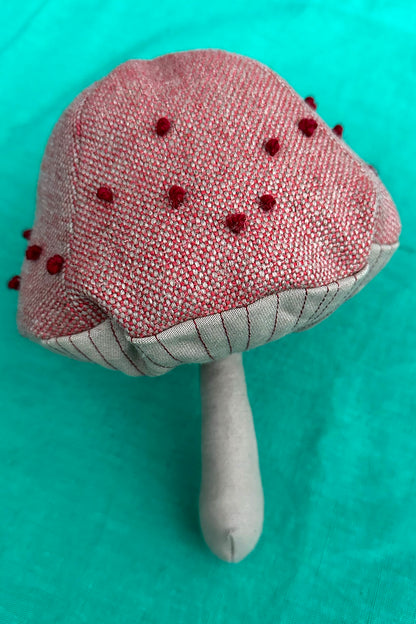 ChiChi Ginjaka, Small pink and red embroidered mushroom