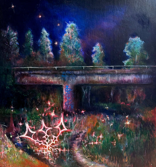 Luci Avard, Saturn in Aries Over Swamp Woods (Nirnroot Painting)