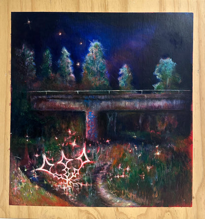 Luci Avard, Saturn in Aries Over Swamp Woods (Nirnroot Painting)