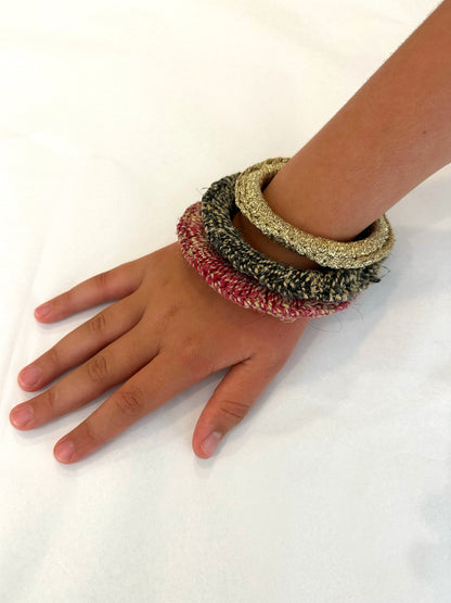 Nicole Barakat, Vintage raffia and gold lamé bangle