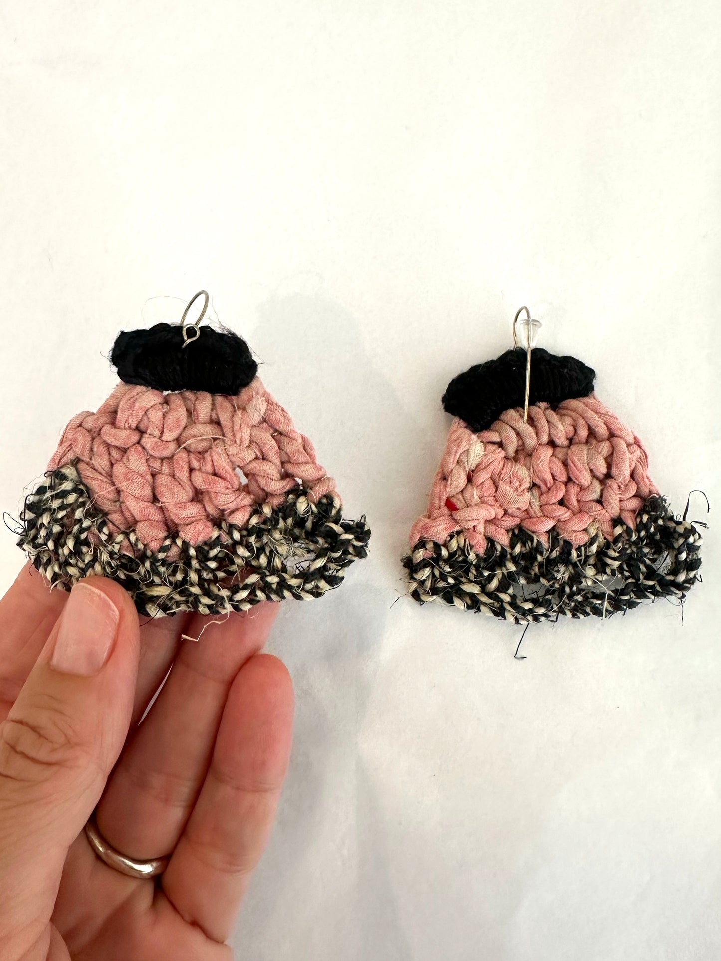 Nicole Barakat, crochet pink earrings