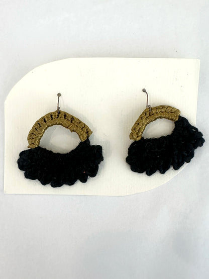 Nicole Barakat, crochet black and gold earrings