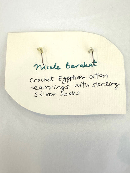 Nicole Barakat, crochet green and gold earrings