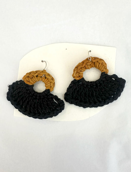 Nicole Barakat, crochet black and mustard earring