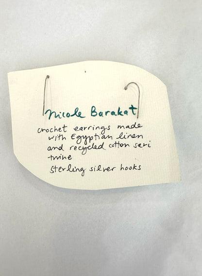 Nicole Barakat, crochet black and mustard earring