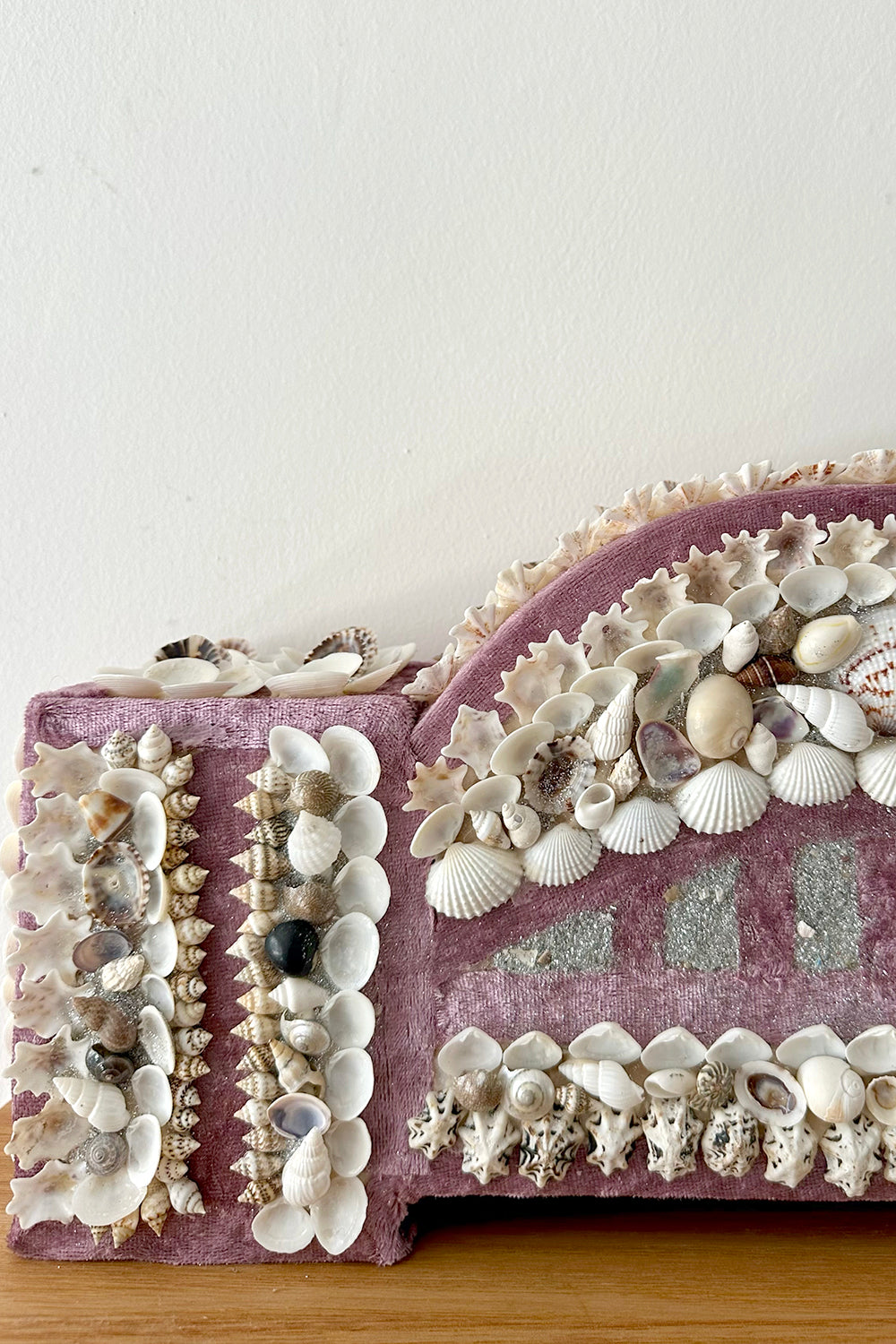 Aunty Marilyn Russell,  Shellwork harbour bridge (mauve)