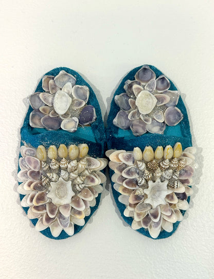 Aunty Marilyn Russell, Light blue shellwork slippers
