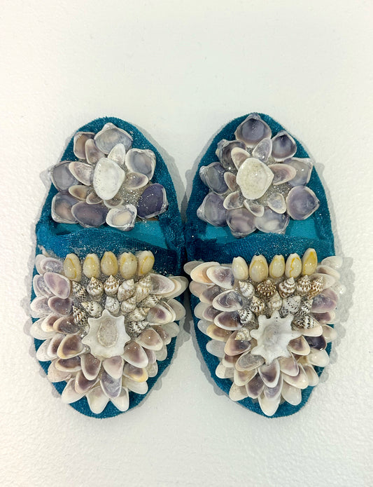 Aunty Marilyn Russell, Light blue shellwork slippers