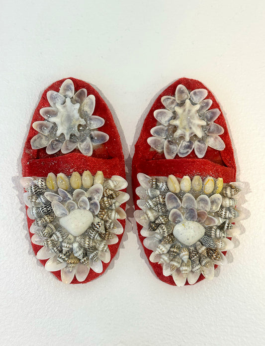 Aunty Marilyn Russell, Red shellwork slippers