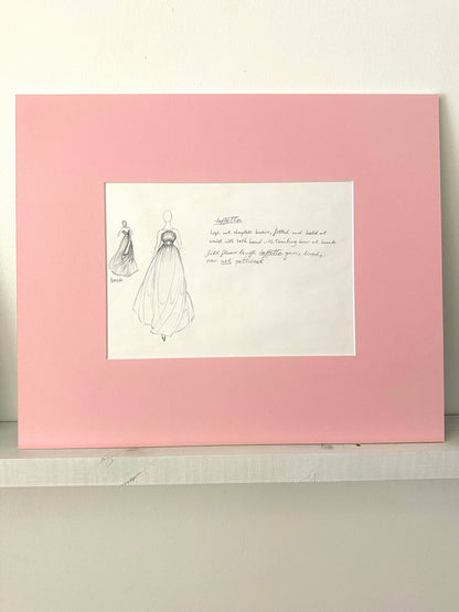 Gary Lee, Original fashion sketch from the 1980s #6 with Madagaskan pink mountboard