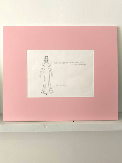 Gary Lee, Original fashion sketch from the 1980s #3 with Madagaskan pink mountboard