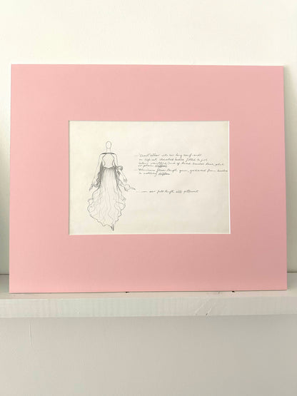 Gary Lee, Original fashion sketch from the 1980s #5 with Madagaskan pink mountboard