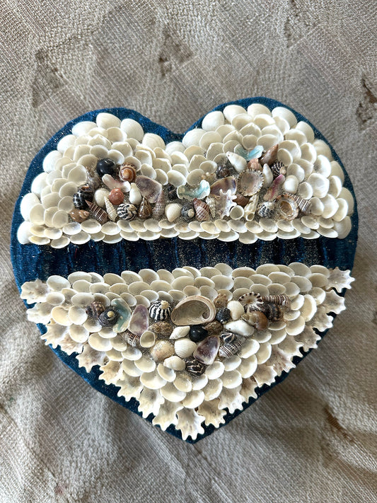 Aunty Marilyn Russell, Shellwork dark blue jewellery box