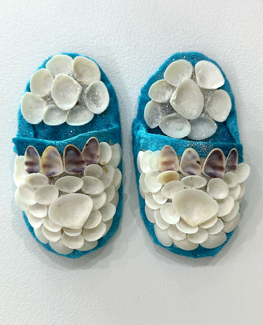 Aunty Marilyn Russell, Light blue shellwork slippers