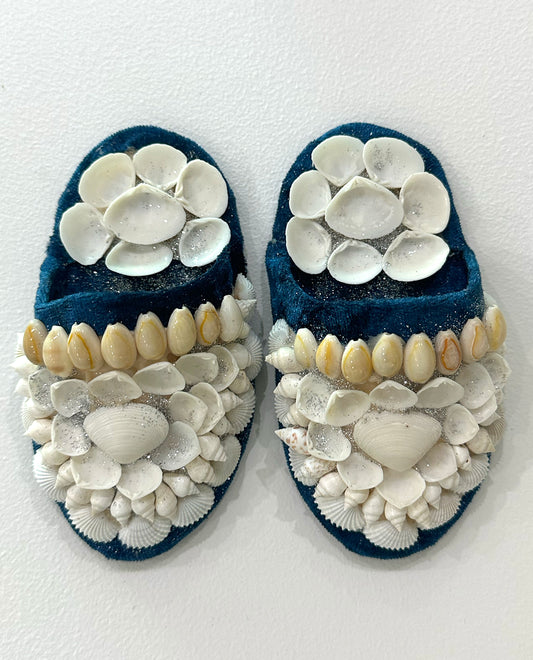 Aunty Marilyn Russell, Dark blue shellwork slippers