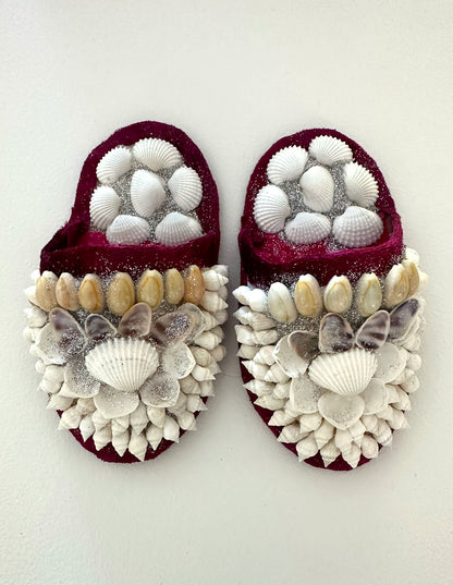 Aunty Marilyn Russell,  Maroon shellwork slippers