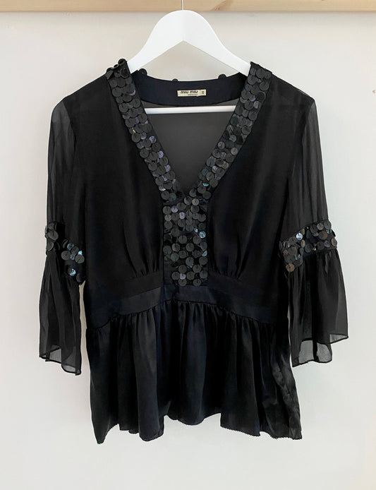 Treasure, Miu Miu embellished silk top