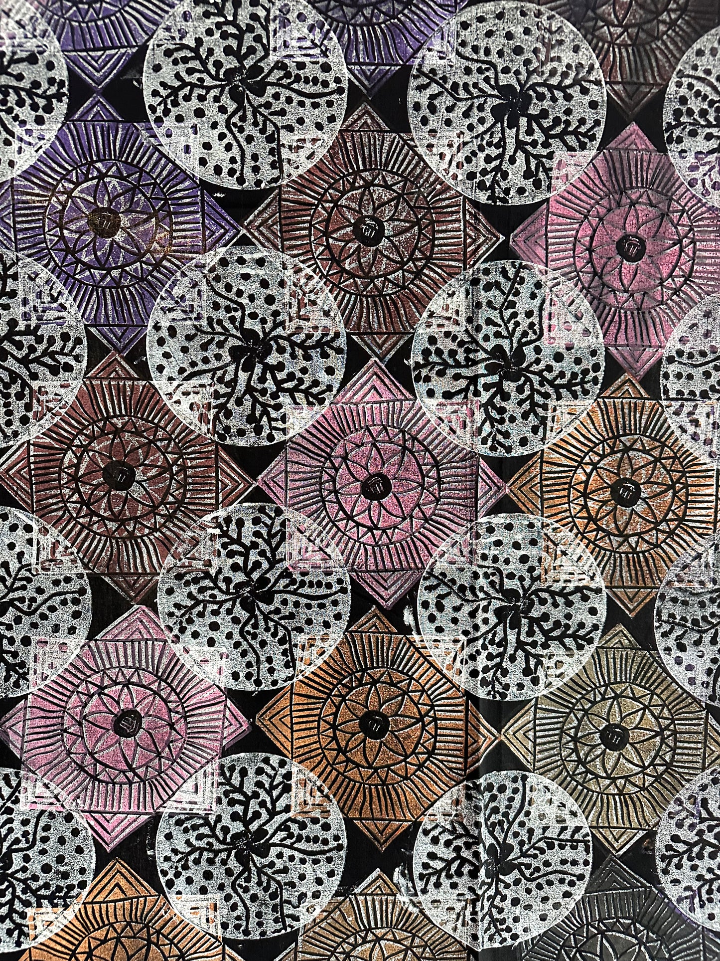 Joy Garlbin, Bush flowers lino print fabric