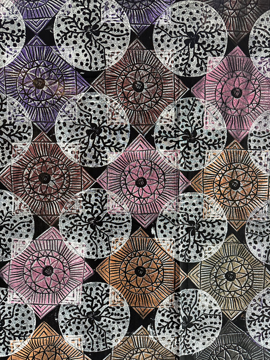 Joy Garlbin, Bush flowers lino print fabric