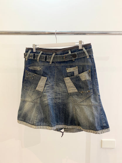 Treasure, patchwork denim skirt