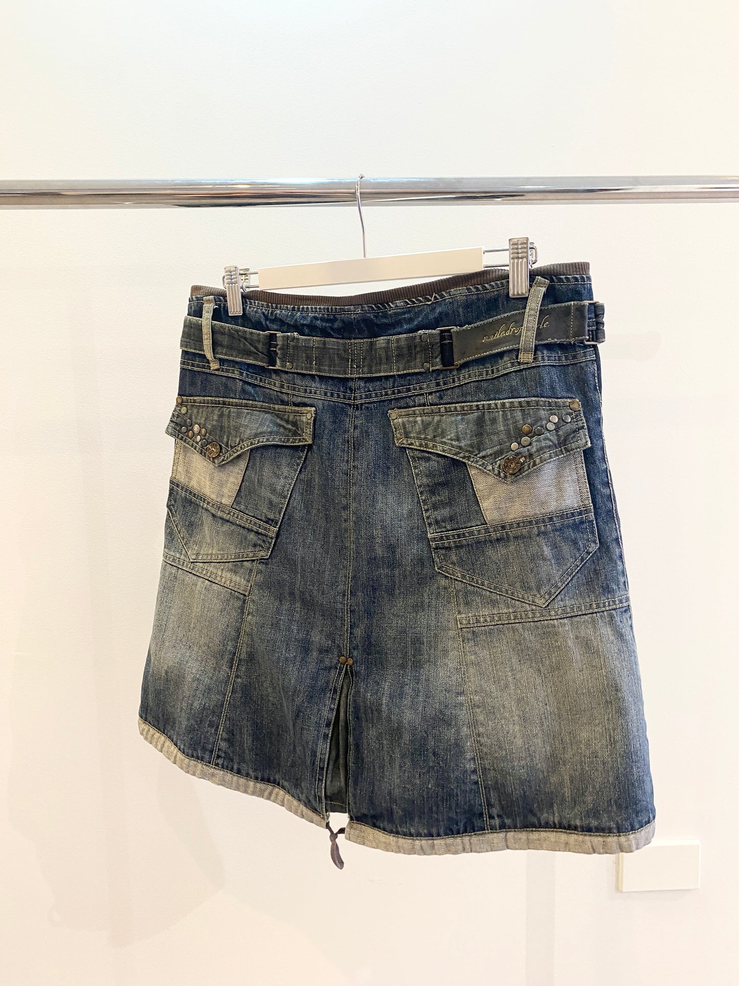 Treasure, patchwork denim skirt