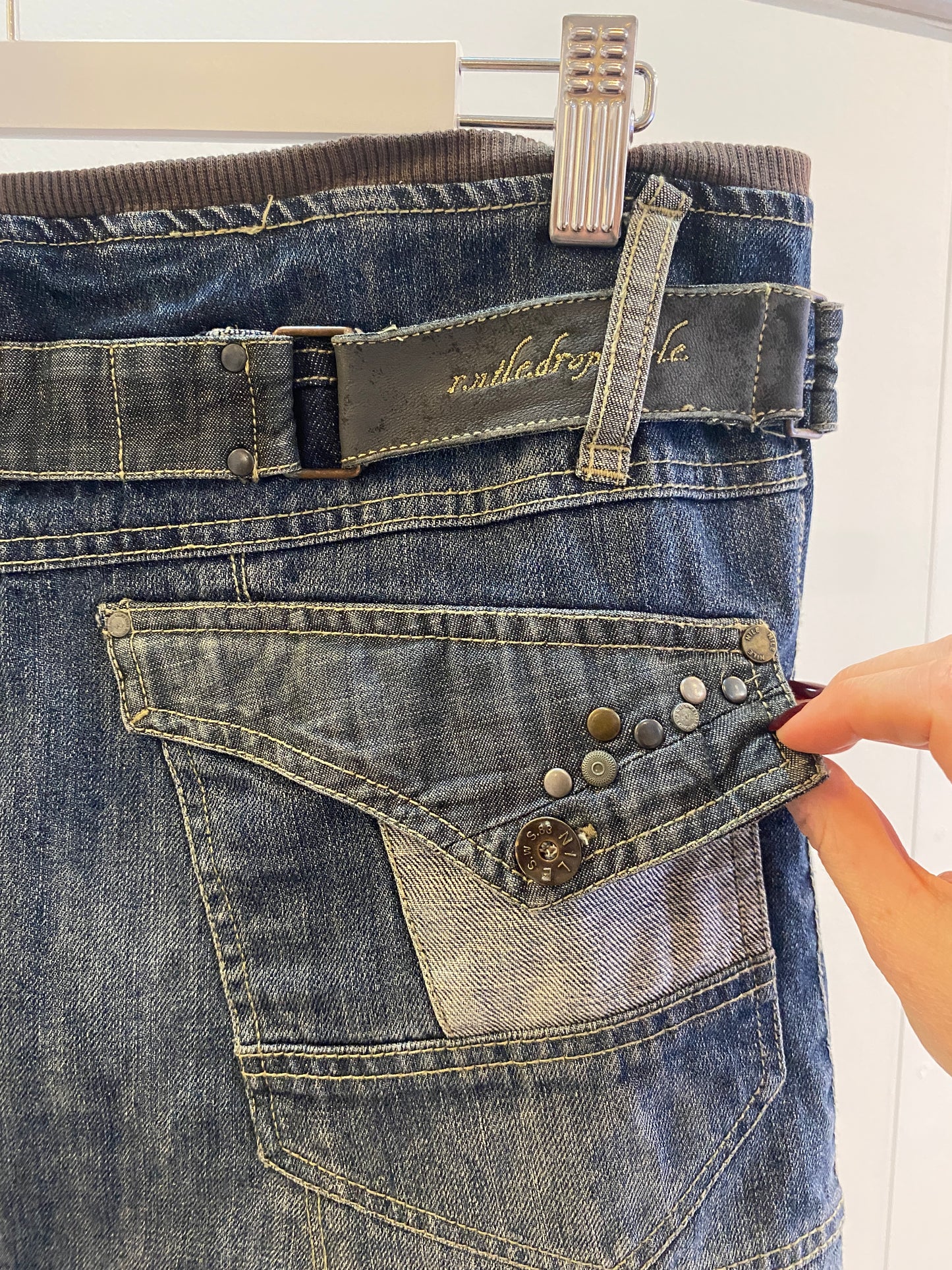 Treasure, patchwork denim skirt