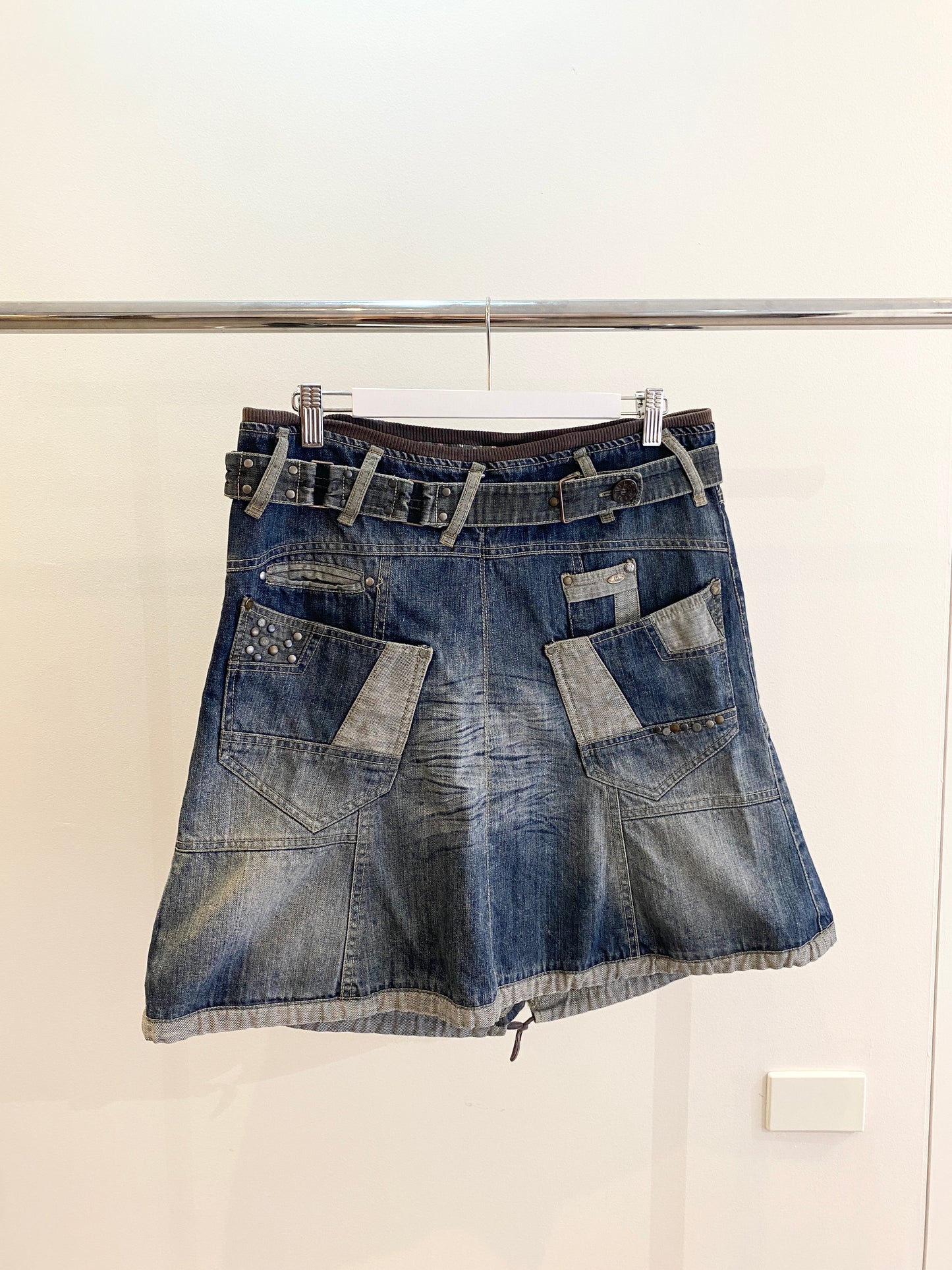 Treasure, patchwork denim skirt