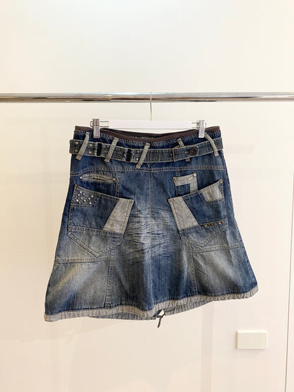 Treasure, patchwork denim skirt
