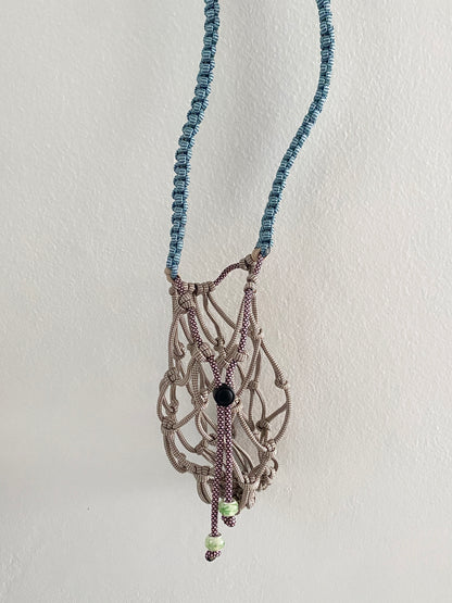 Amihan Aquilizan, bottle bag tan/blue/pink