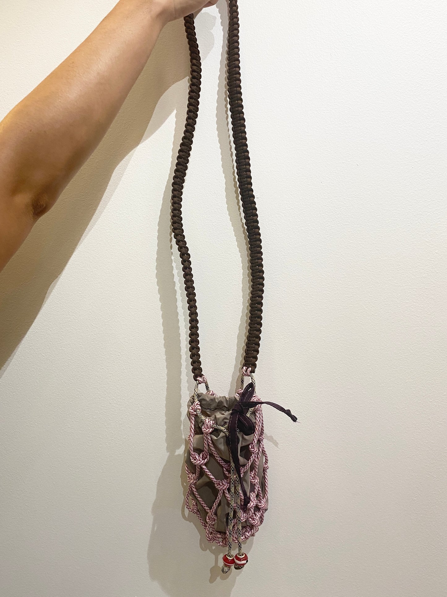 Amihan Aquilizan, bottle bag pink/brown/tan