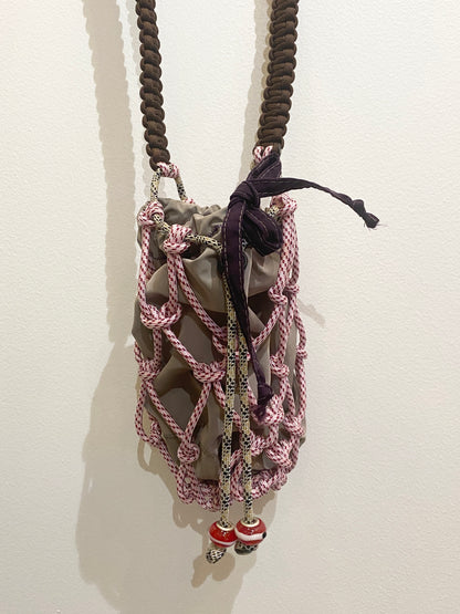 Amihan Aquilizan, bottle bag pink/brown/tan