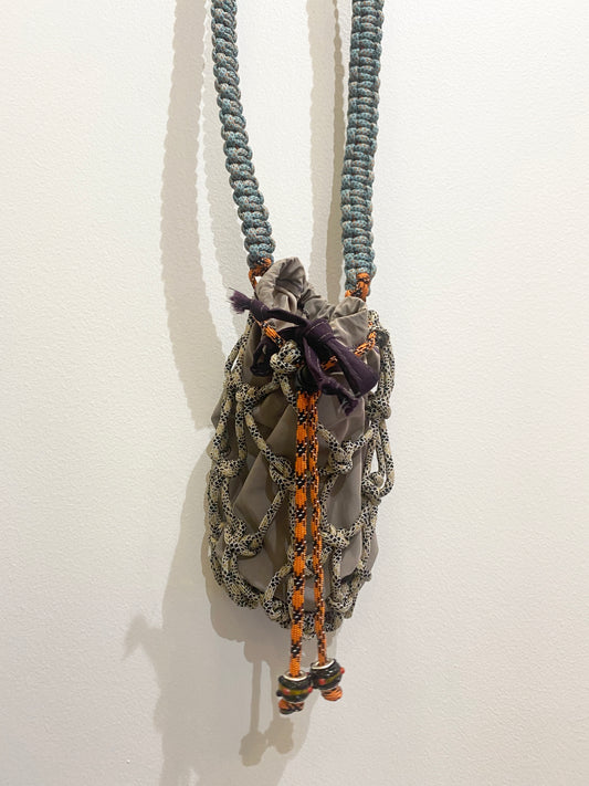 Amihan Aquilizan, bottle bag blue/tan/orange