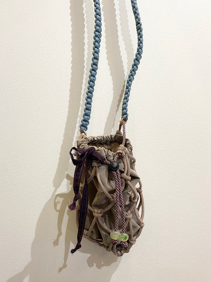 Amihan Aquilizan, bottle bag tan/blue/pink