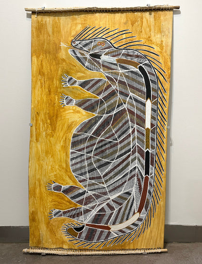 Abraham Mongkorrerre, Ngarrbek (Echidna) Bark painting