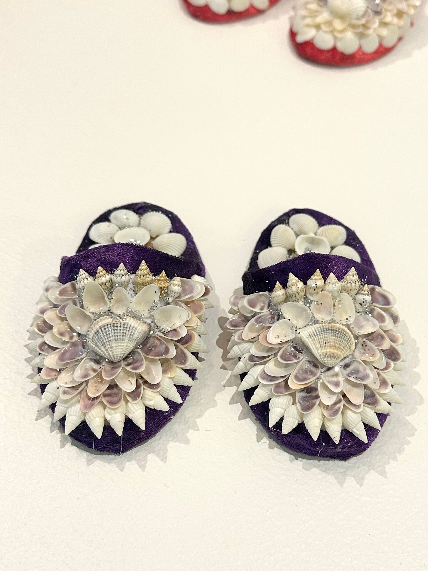 Aunty Marilyn Russell, Dark purple shellwork slippers