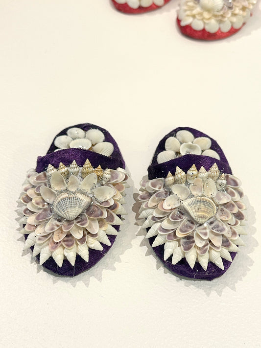 Aunty Marilyn Russell, Dark purple shellwork slippers