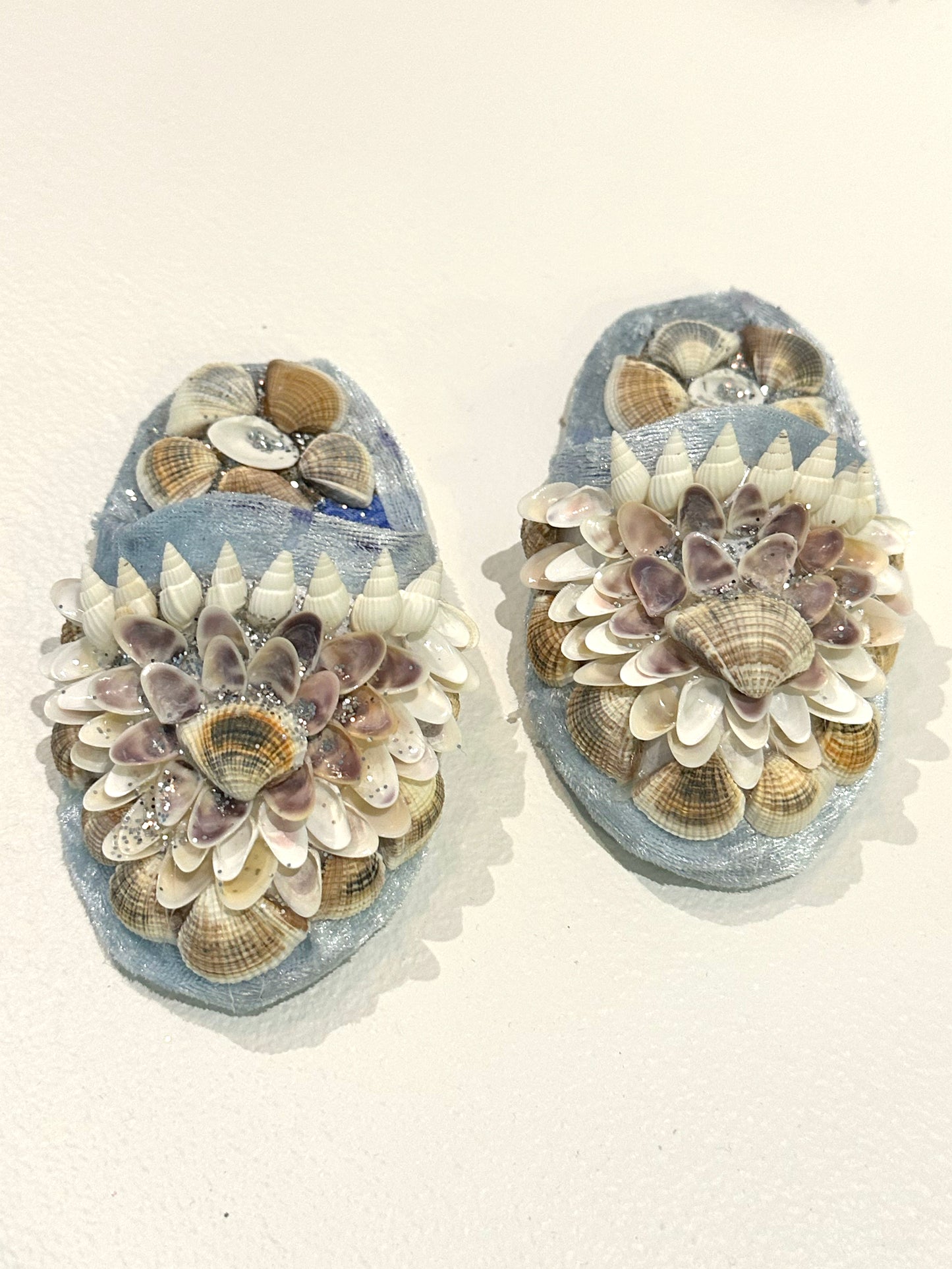 Aunty Marilyn Russell, Light blue shellwork slippers