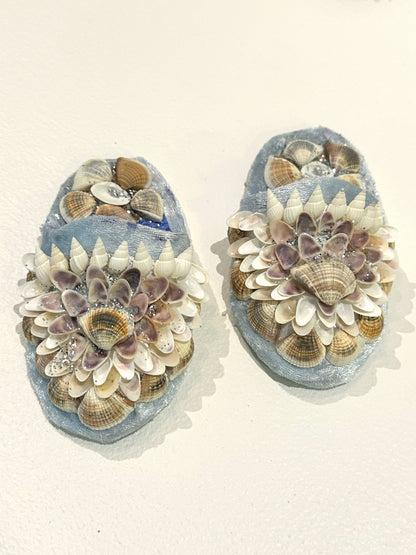 Aunty Marilyn Russell, Light blue shellwork slippers